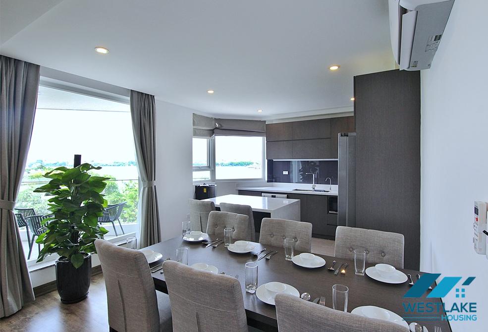 Lake view and bright 3 beds apartment for rent in 39/52 To Ngoc Van st, Tay Ho
